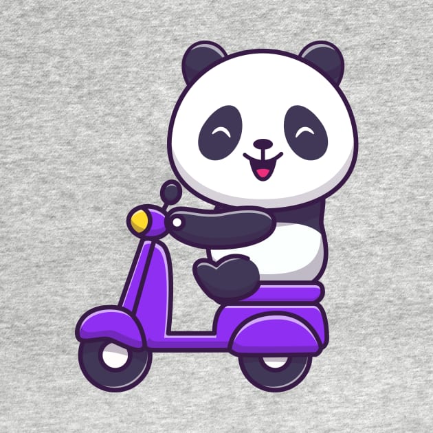 Cute Panda Riding Scooter Cartoon by Catalyst Labs